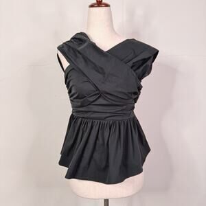 Altuzarra Black Pella Top NWT Size 34 Off Shoulder Draped $895 Made In Italy